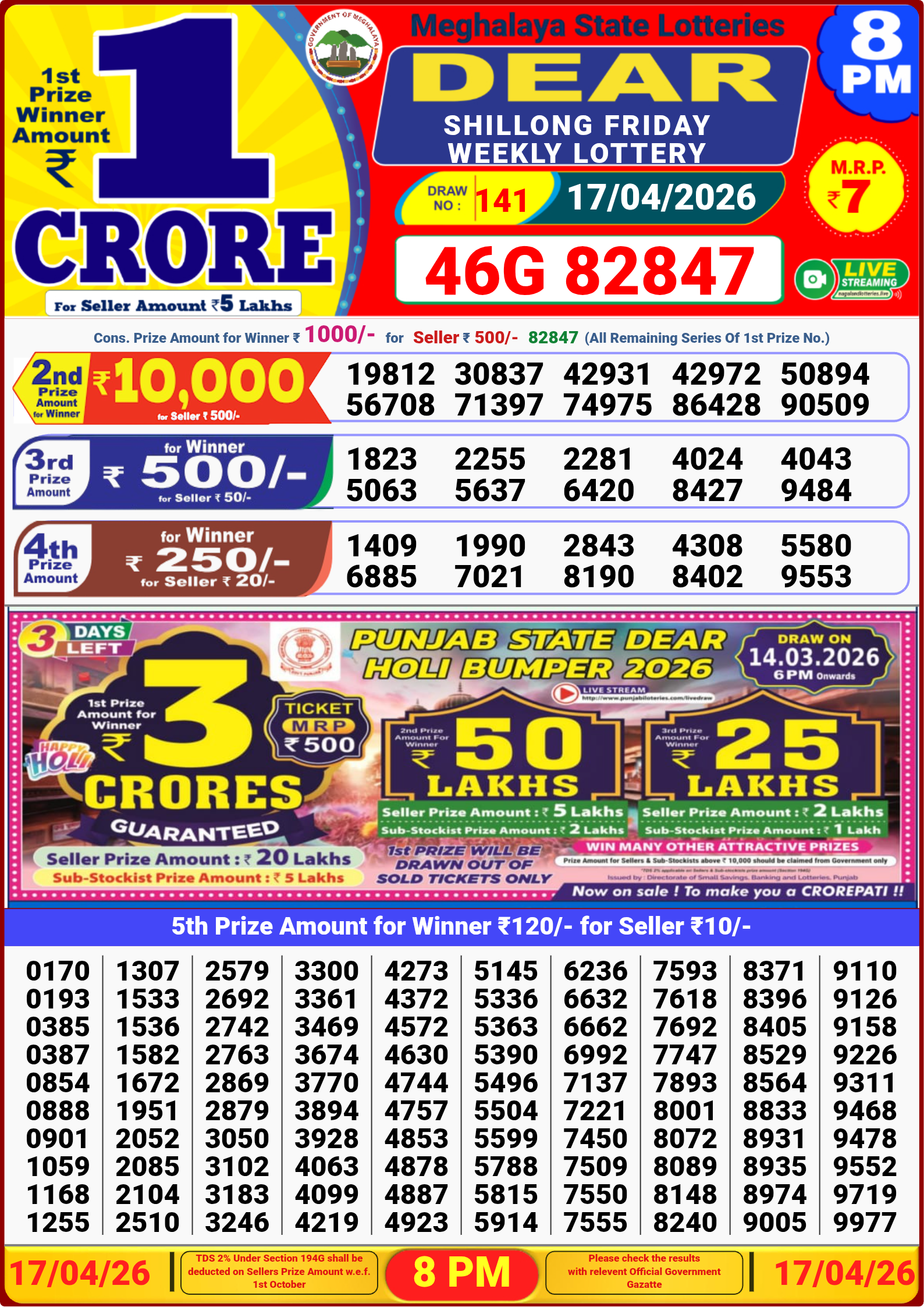 8 PM Lottery Result