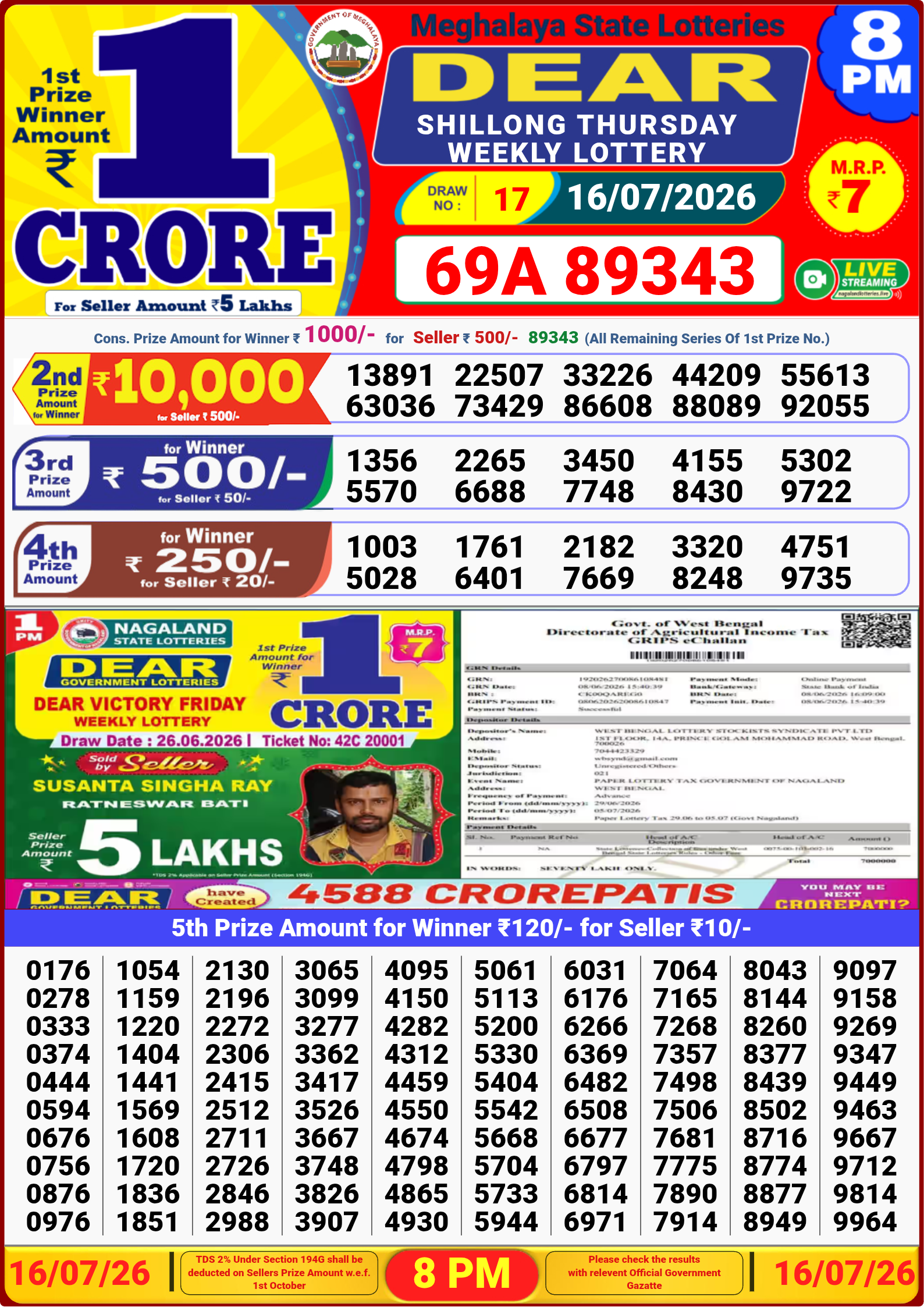 8 PM Lottery Result