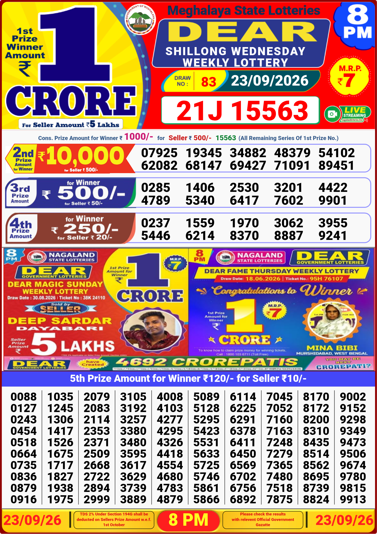 8 PM Lottery Result